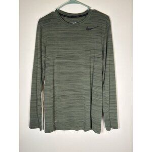 NIKE Dri-Fit Mens Green Heather Athletic Gym Workout Base Layer Top Size Small